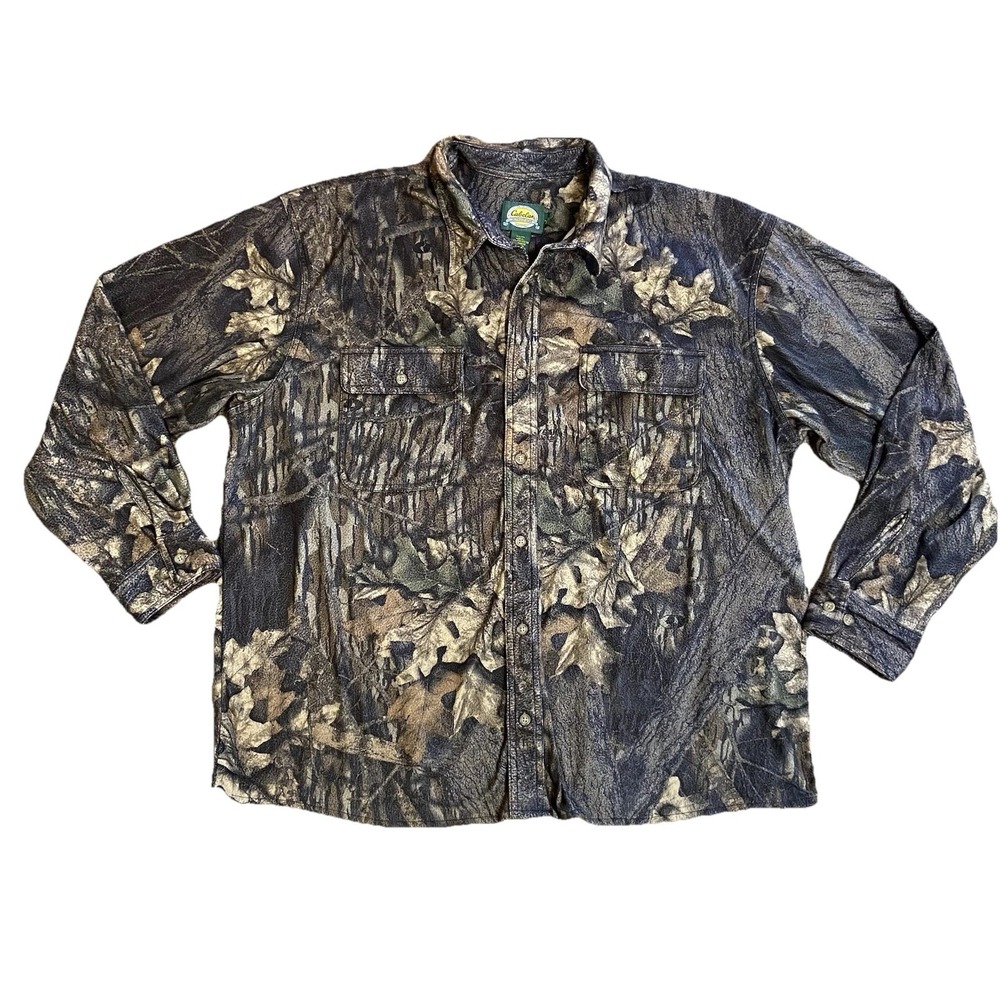 Cabela's Men's XL Fleece Long Sleeve Shirt Camo Hunting Button Up Realtree Style